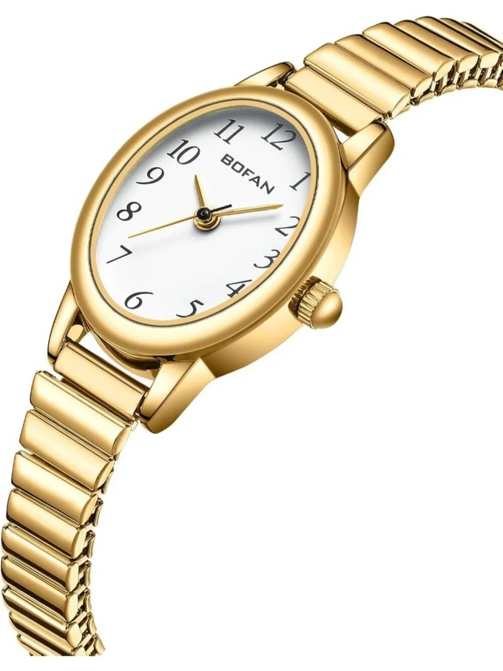 Women's Gold White Analog Quartz Stainless Steel Waterproof Bracelet Wrist Watch